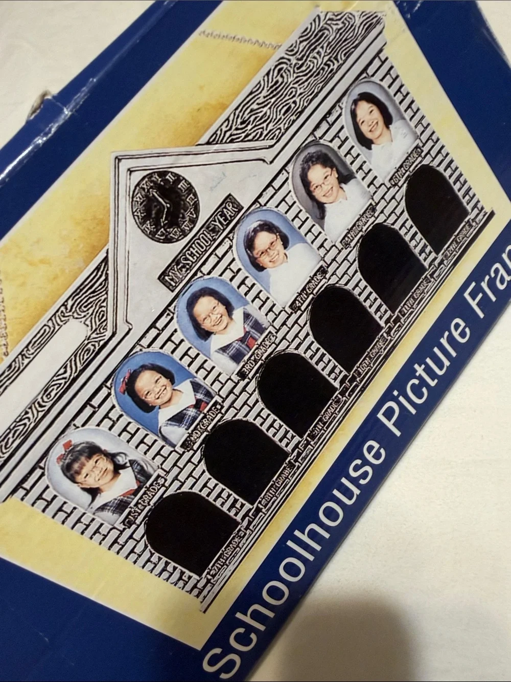 Schoolhouse Multi-Opening Picture Frame in Blue and White